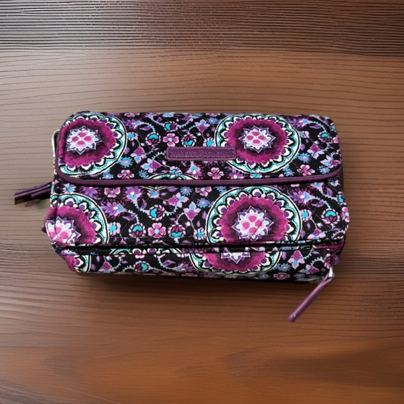Vera Bradley Handbags - Vera Bradley Purple Floral Patterned Tri Fold Zippered Wallet : Clean